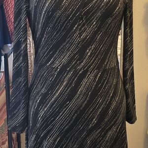 H by Halston Black and White Long Sleeve Dress